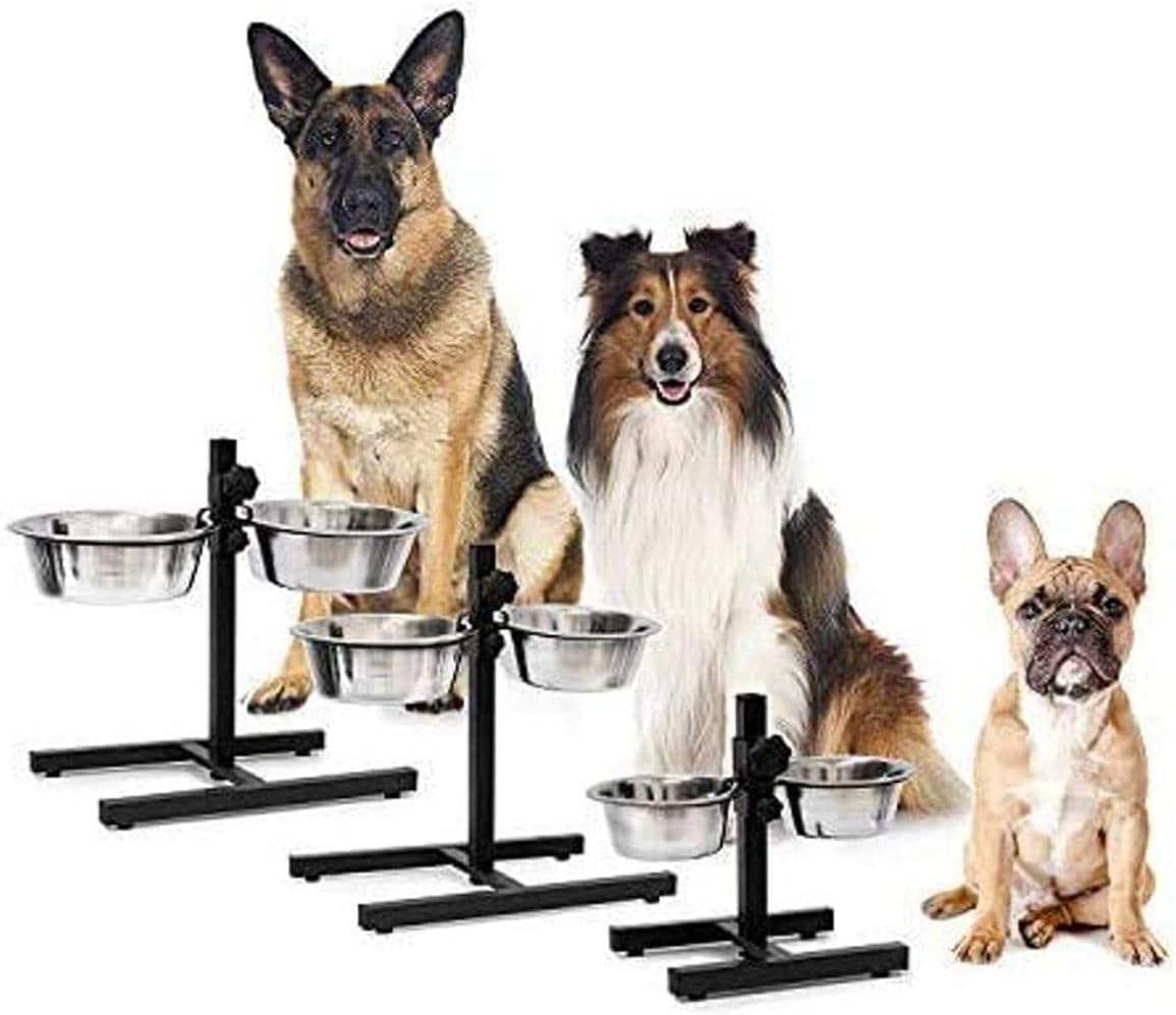 Adjustable Elevated Stainless Steel Dog Bowls with Stand