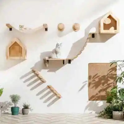 2 Pack Cat Wall Shelves - 4-Step Floating Cat Stairs for Climbing & Play