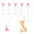 Feather Cat Teaser Wand - Interactive Retractable Fishing Pole Toy with Bells