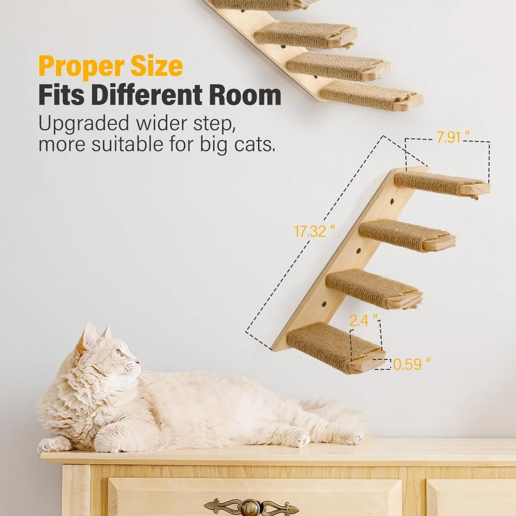 2 Pack Cat Wall Shelves - 4-Step Floating Cat Stairs for Climbing & Play