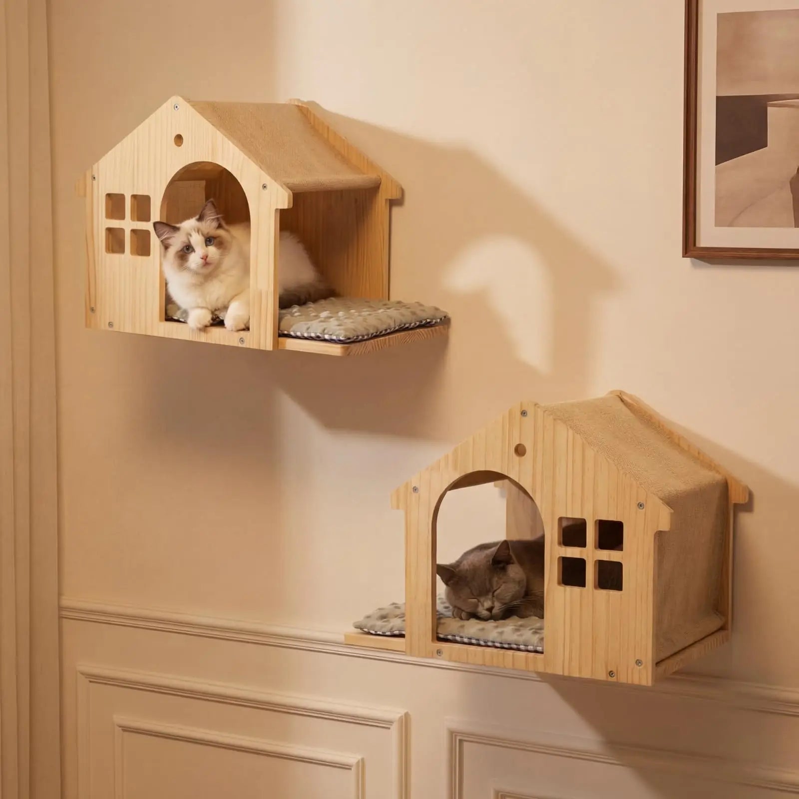 Wooden Cat Window Shelf - Sturdy Sun-Lounge Perch for Indoor Cats