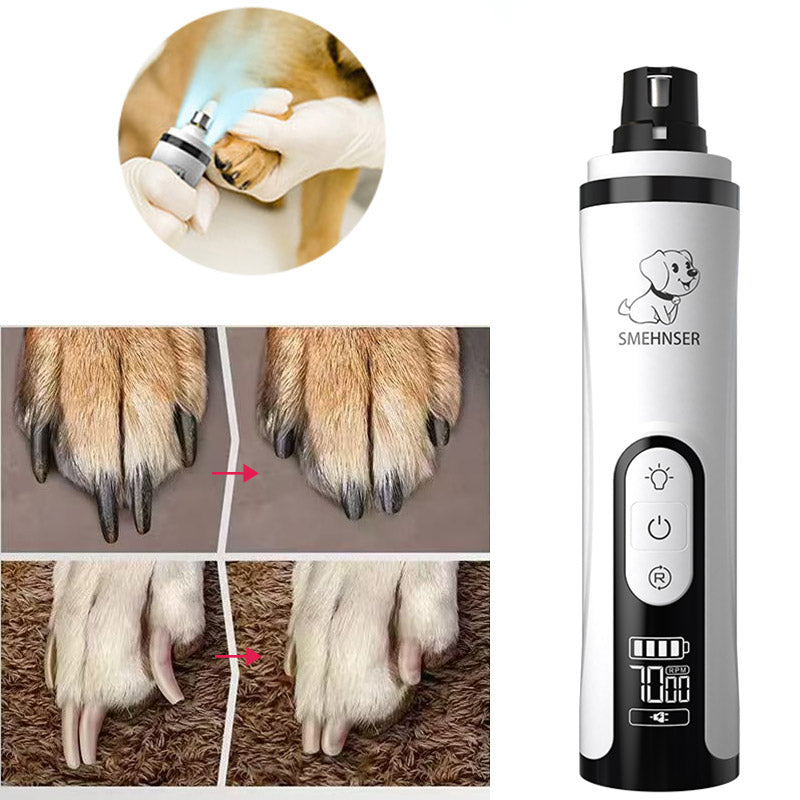Professional Pet Nail Grinder - Electric, Rechargeable with LED Light