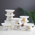 Tilted Elevated Ceramic Cat Bowls (White Marble)