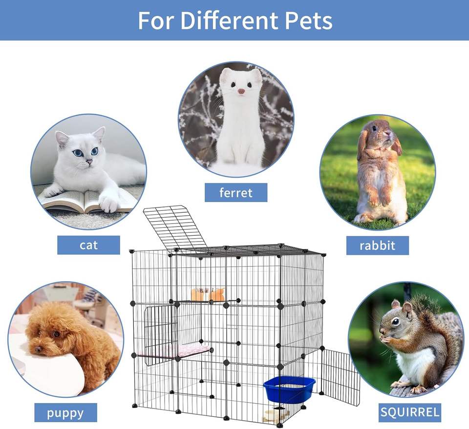 3-Tier DIY Indoor Cat Cage Playpen (Spacious & Modern)