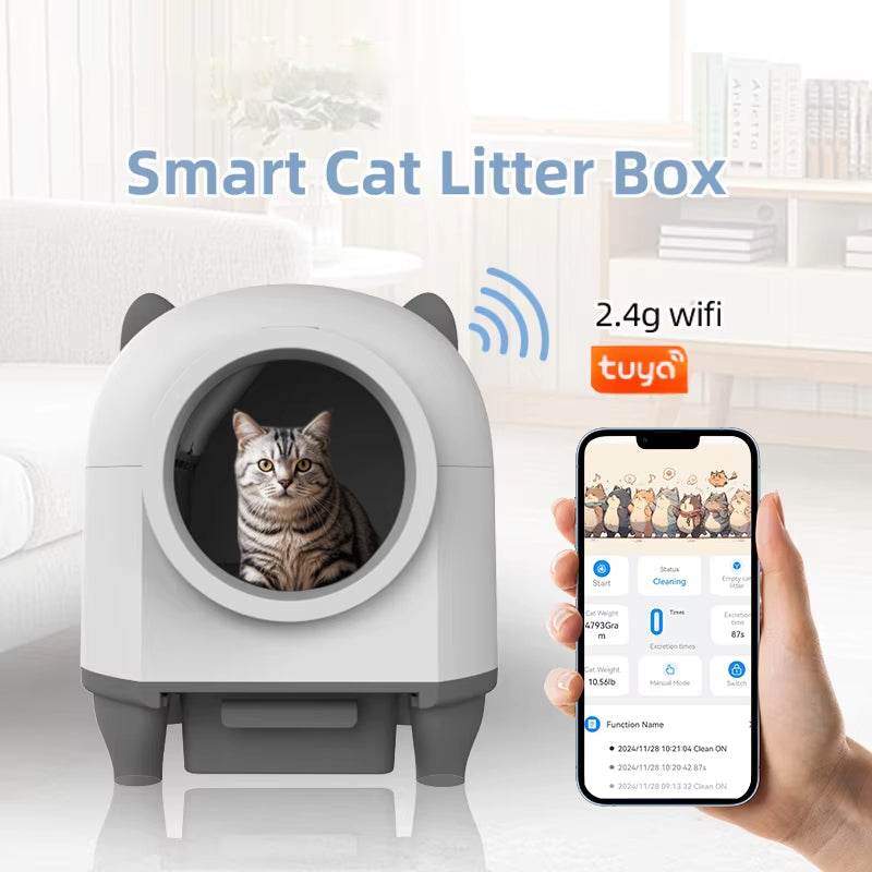 Smart Automatic Self-Cleaning Cat Litter Box with App