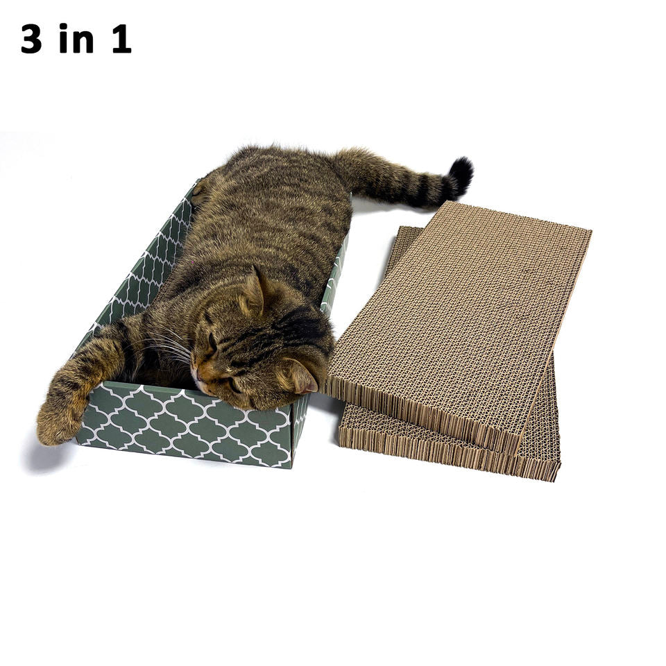Eco-Friendly 3PCS Reversible Cat Scratcher Cardboard Lounge