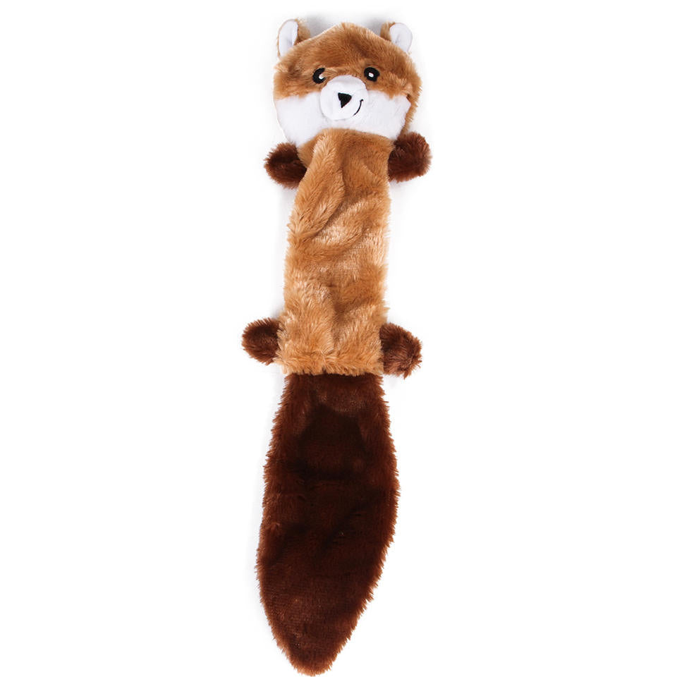 3 Pack No Stuffing Squeaky Plush Dog Toy (Fox, Raccoon, Squirrel)
