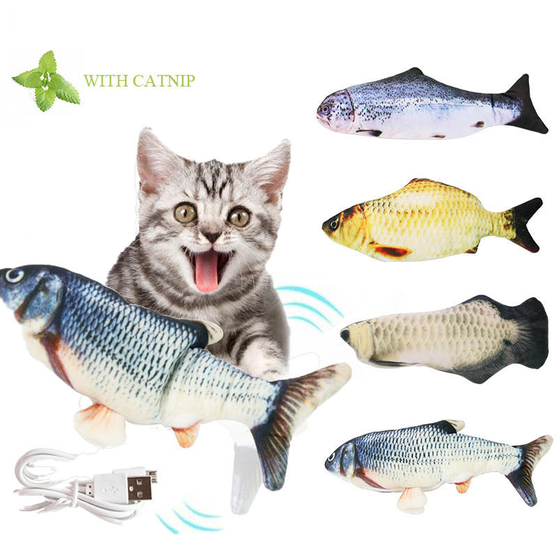 Electronic Interactive Floppy Fish Cat Toy (USB)