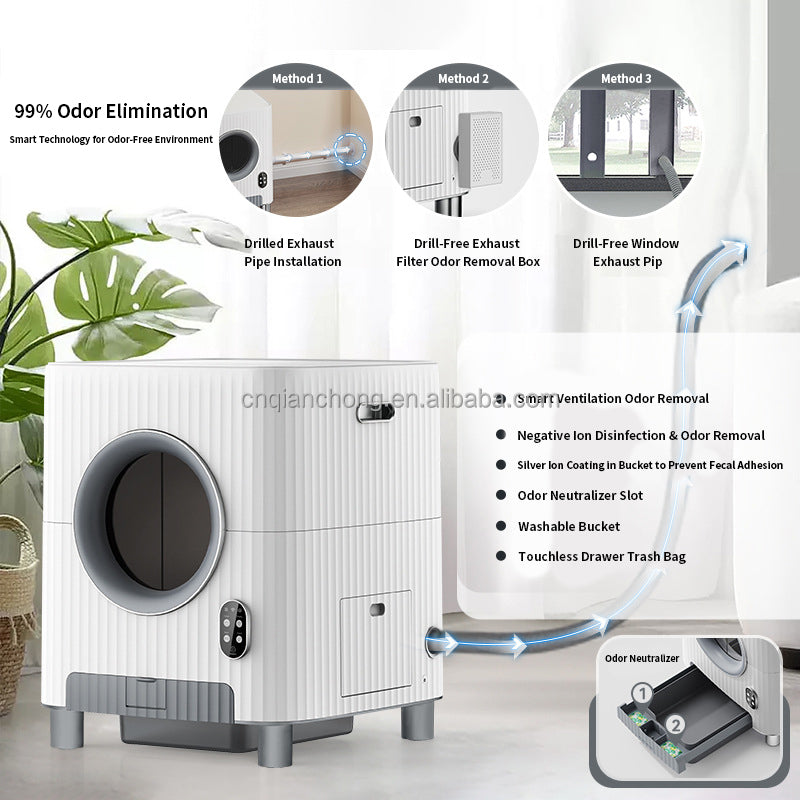 Smart Automatic Self-Cleaning Cat Litter Box with App