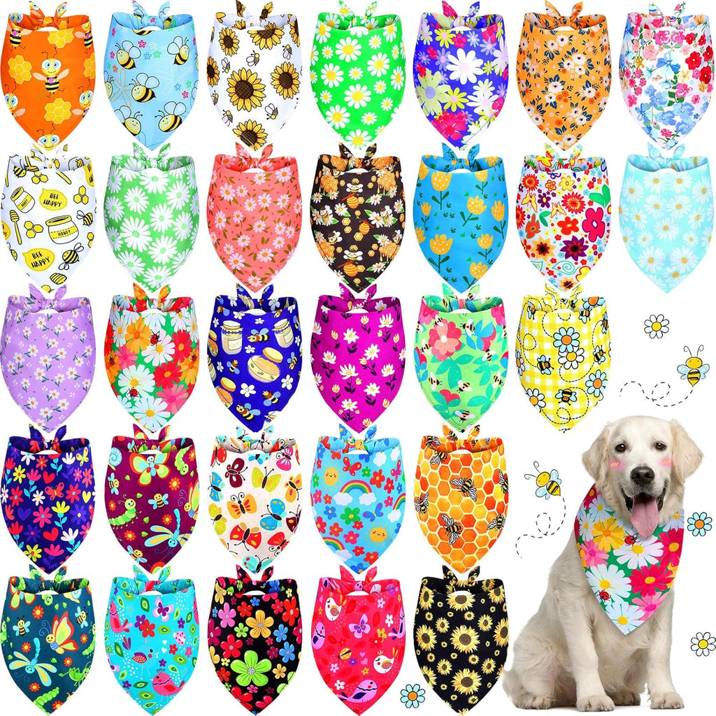 4 Pack Plaid Dog Bandanas - Classic Triangle Bibs for Small to Large Dogs