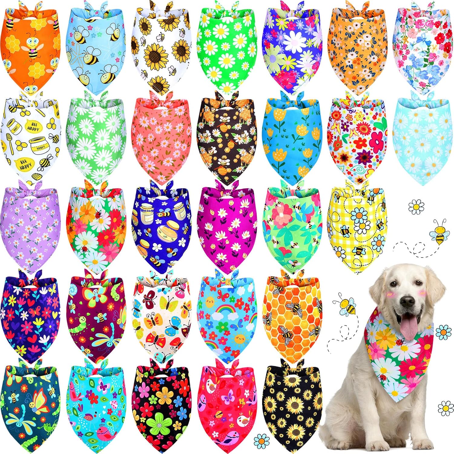 4 Pack Plaid Dog Bandanas - Classic Triangle Bibs for Small to Large Dogs