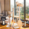 32" Cute Cat Tower - Compact Multi-Level Activity Center for Indoor Cats (Beige)
