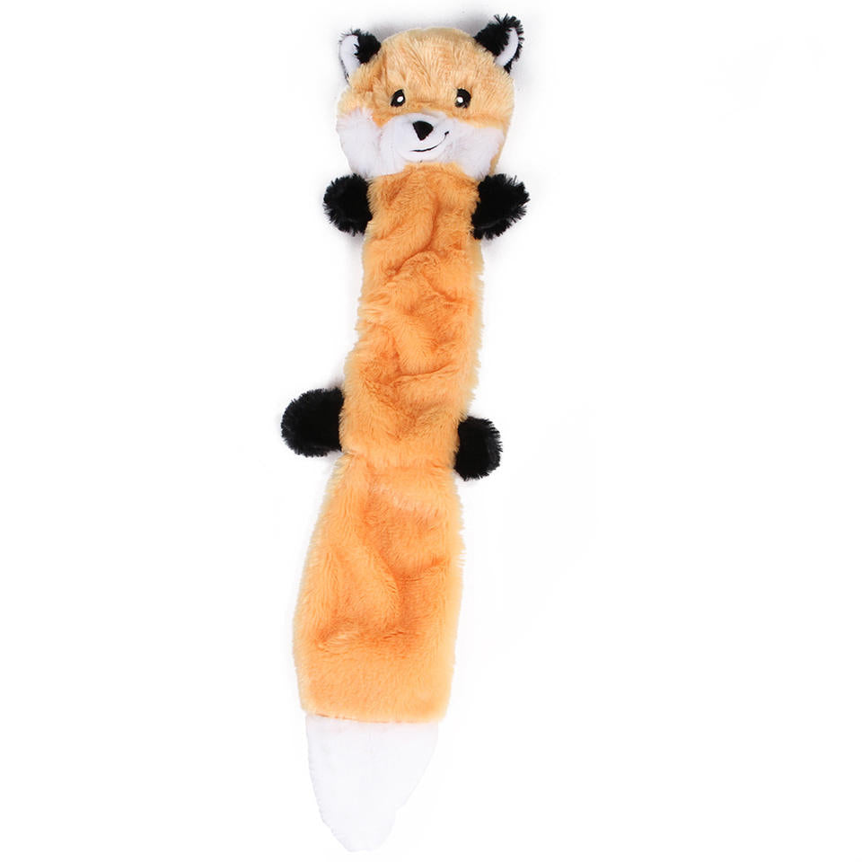 3 Pack No Stuffing Squeaky Plush Dog Toy (Fox, Raccoon, Squirrel)