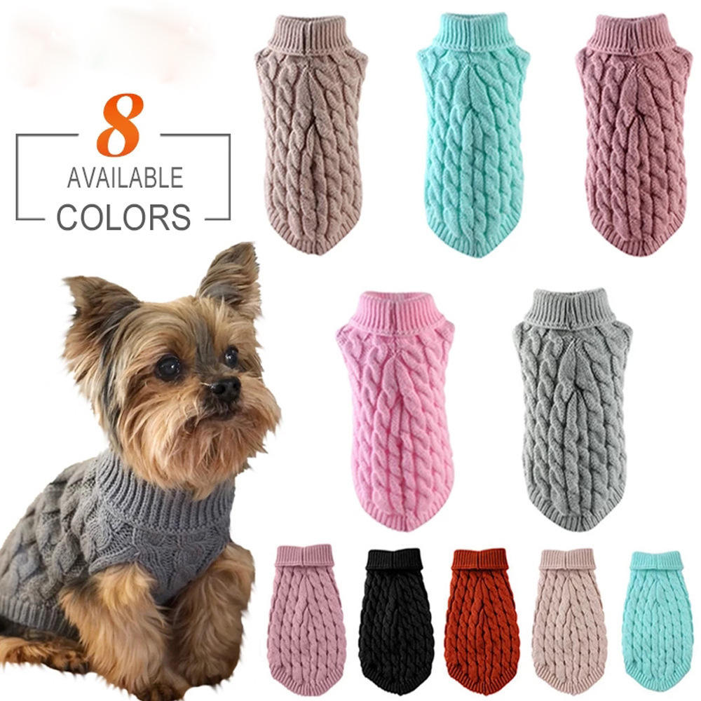 Pink Knit Dog Sweater - Cozy Cable Knit Pullover for Small and Medium Pets